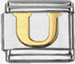 Gold soldered letter - U - 9mm Italian charm